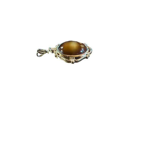 Vintage Gold Tone Faux Tiger Eye P Carson Pirie Scott Pendant - Picture 14 of 16